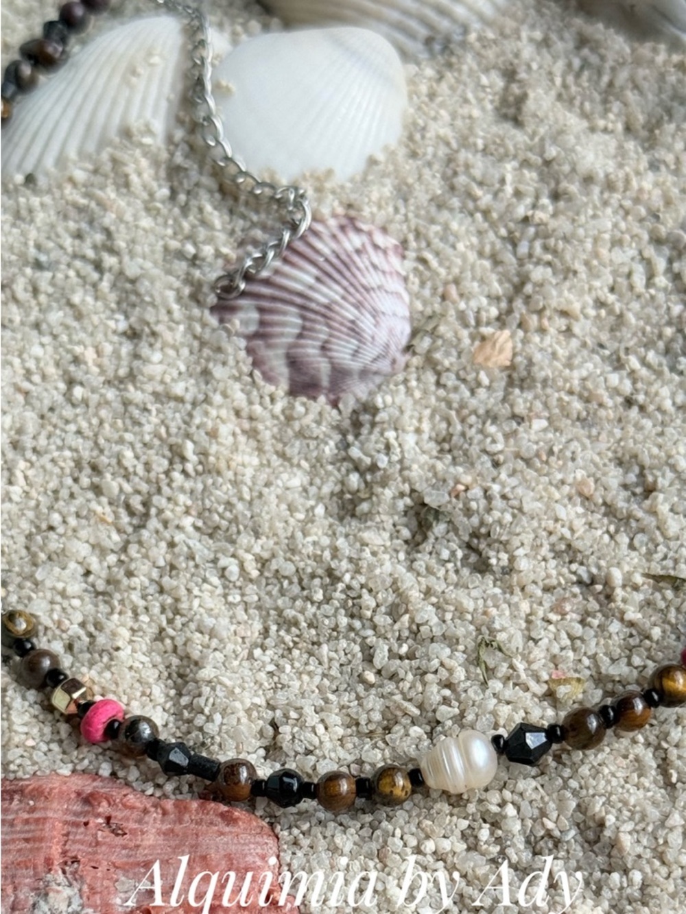 Baroque pearl Brown, Black & Pink Beaded Women's Necklace